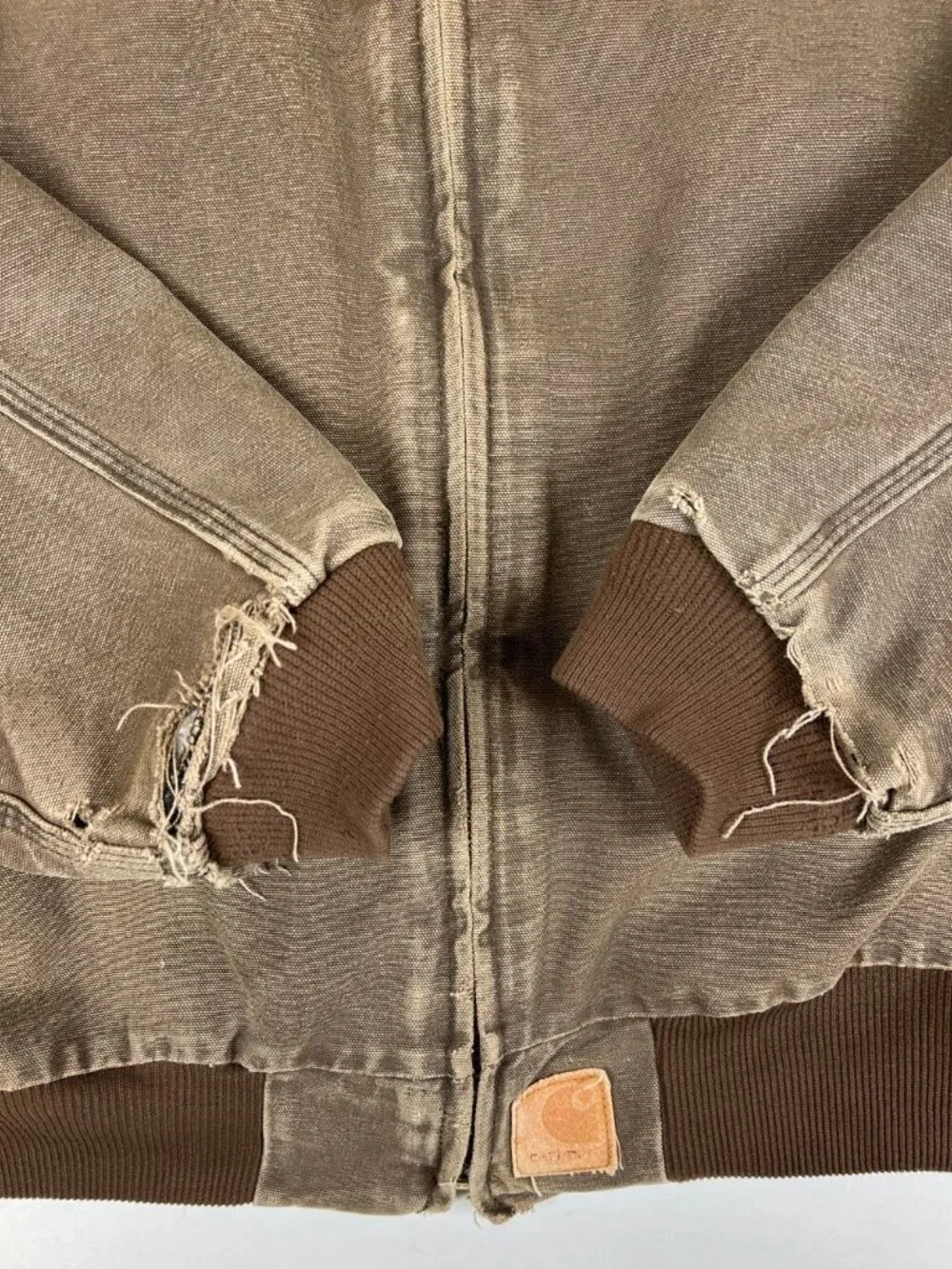 VTG Carhartt Men XLT Brown Sandstone Active Jacket Quilted Flannel Lined J14 CHT - Picture 6 of 14